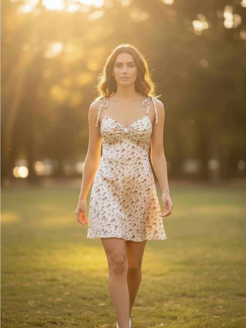 For Love & Lemons Adira Mini Dress Cream Rose Floral Size M EUC